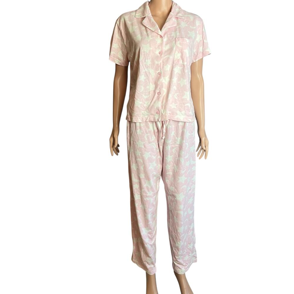 Honors Intimates Short Sleeve Pajama Set Large Celestial Stars Comfy Cozycore
